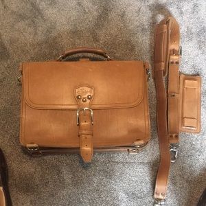 Saddleback slim briefcase in tobacco